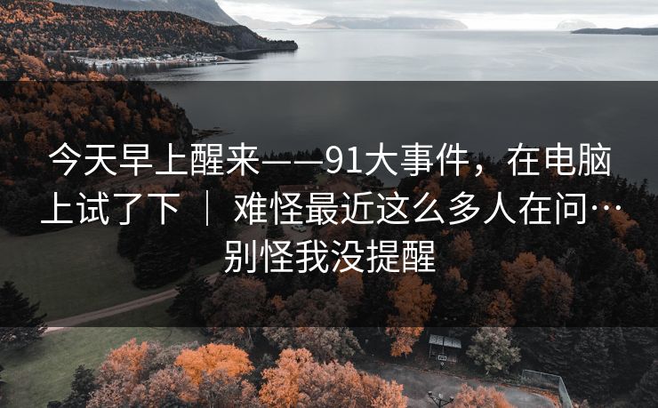 今天早上醒来——91大事件，在电脑上试了下 ｜ 难怪最近这么多人在问…别怪我没提醒  第1张